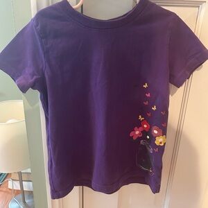Hanna Andersson Purple T-Shirt with Floral and Butterfly Design